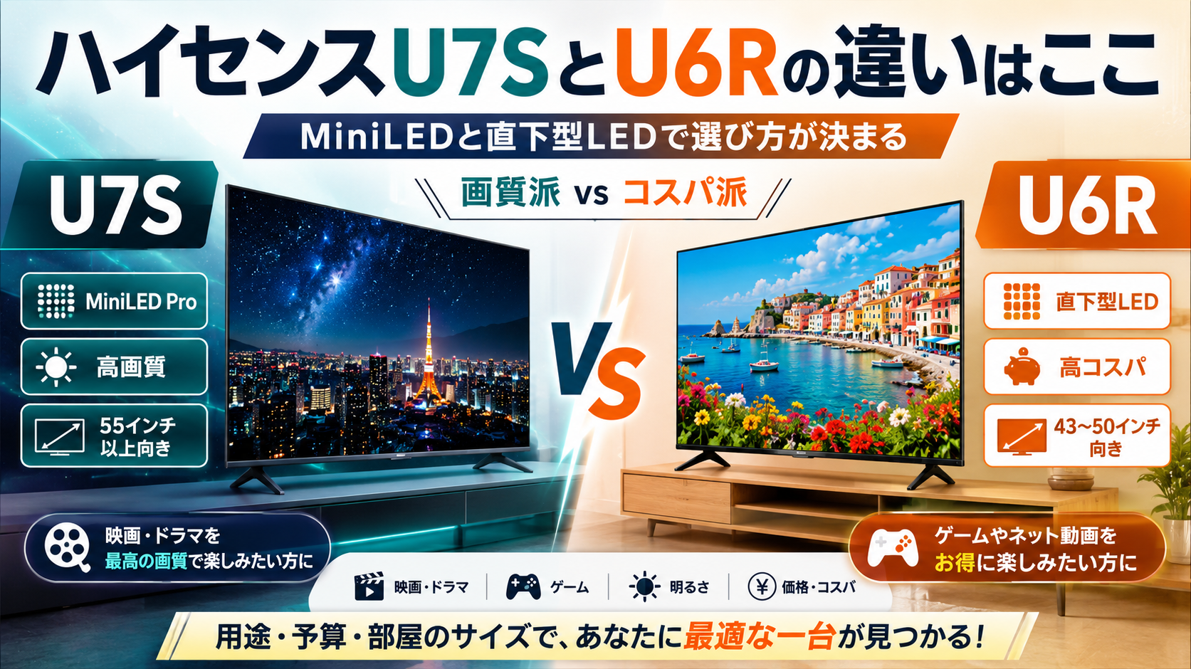 ハイセンス U7S U6R 違い
